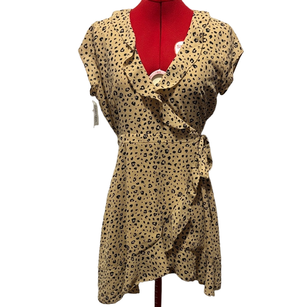 Sunday Best Tan Leopard Print Mini Dress XS132